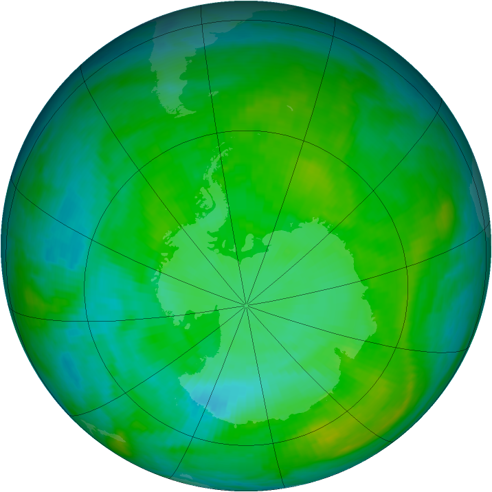 Antarctic ozone map for 11 January 1984